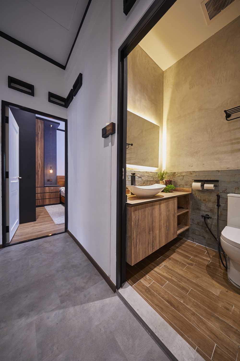 Asian Bathroom with Granite Floor and Marble Floor