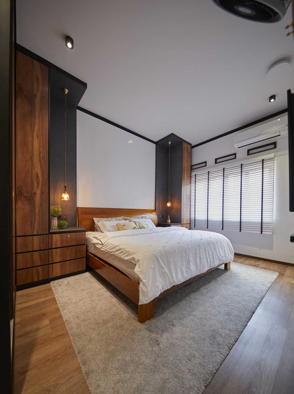Asian Bedroom with Ceiling Light and Wardrobe