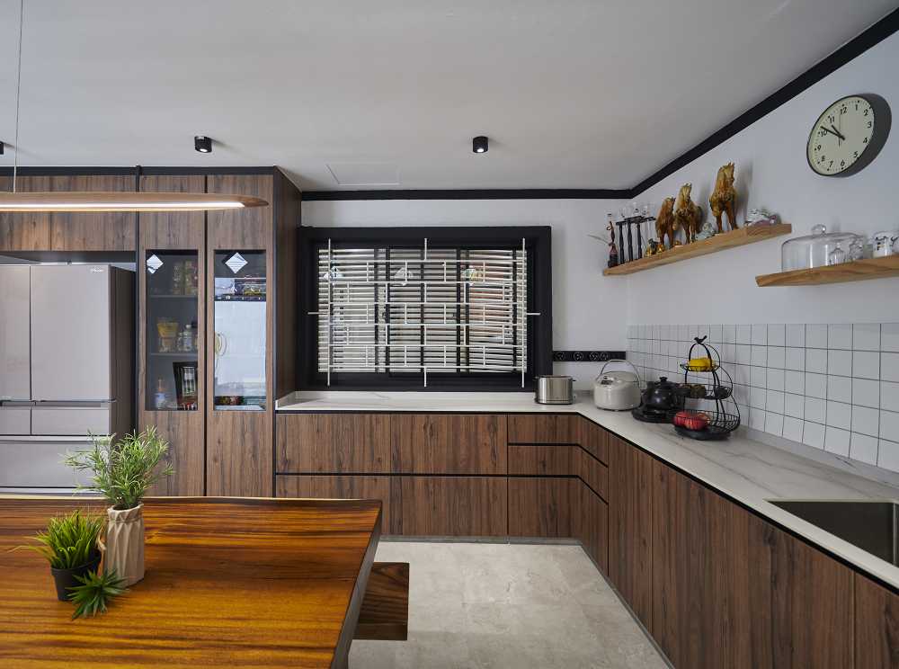 Asian Kitchen with Kitchen Window and Open Kitchen