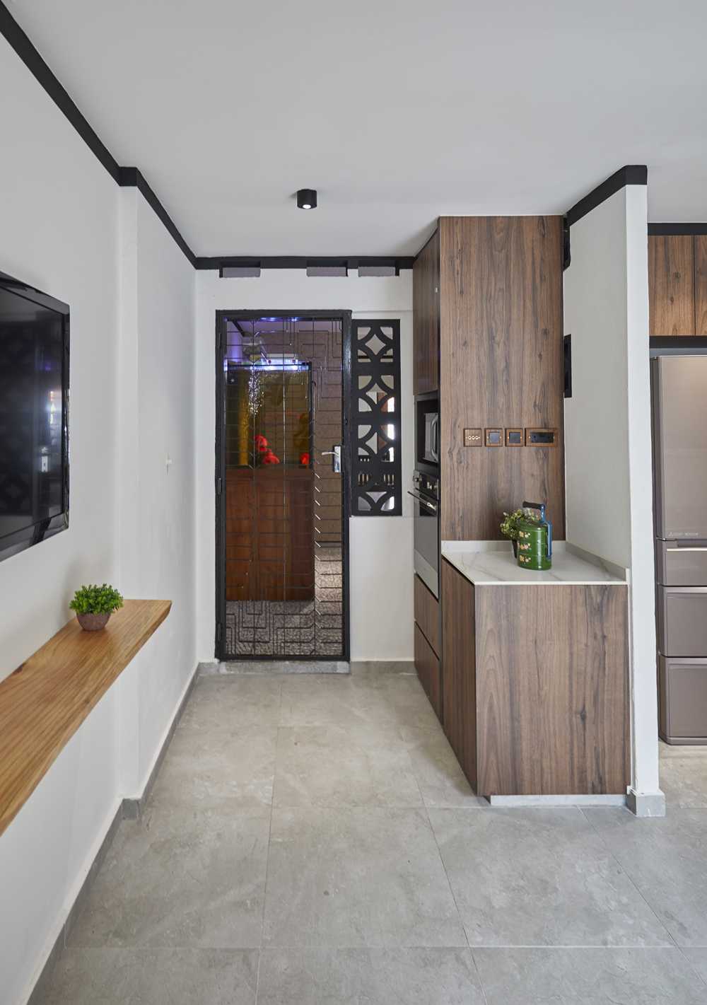 Asian Kitchen with Granite Floor and Marble Floor