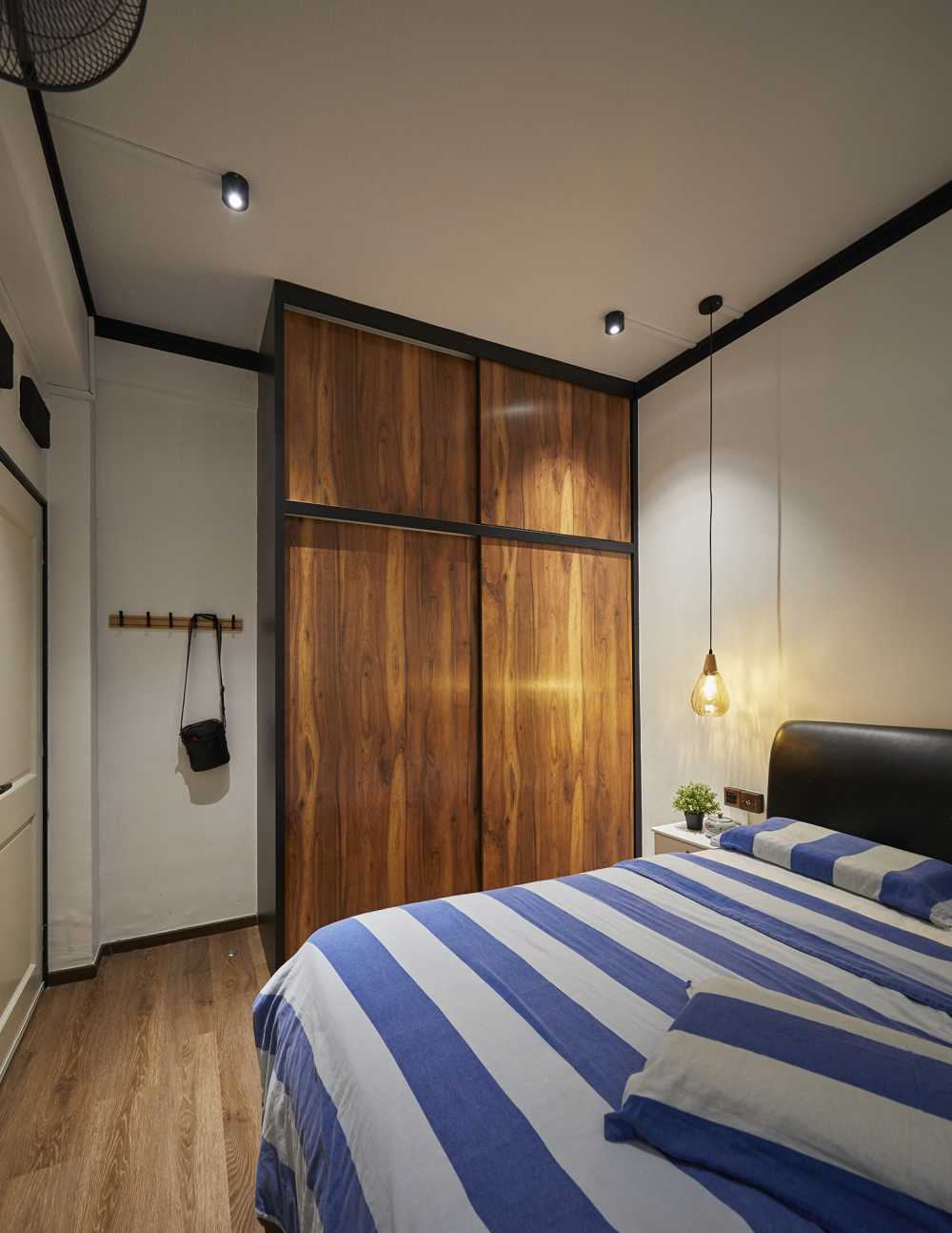 Asian Bedroom with Cement Floor and Granite Floor