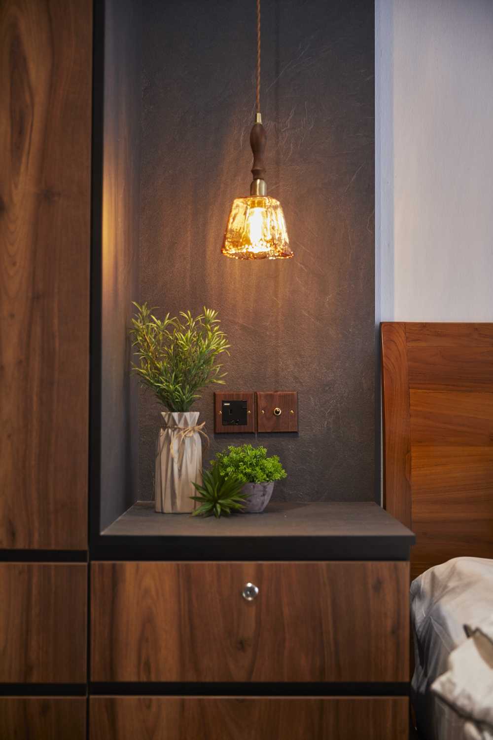 Asian Bedroom with Wardrobe and Closet