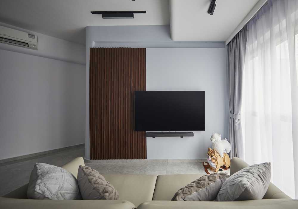 Modern Living Room with Wood Flooring and TV Console