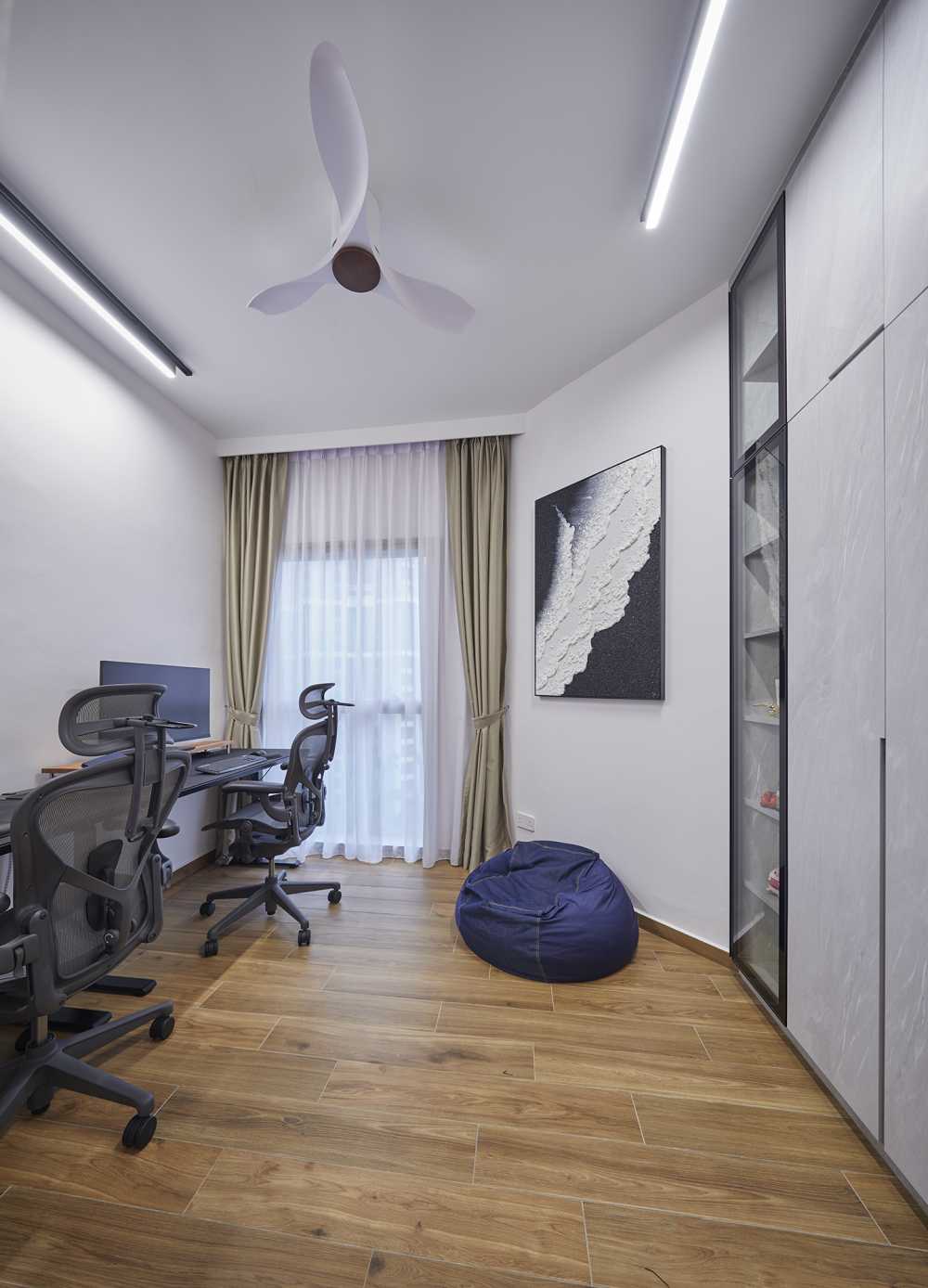 Modern Study with Drop Ceiling and Lighting
