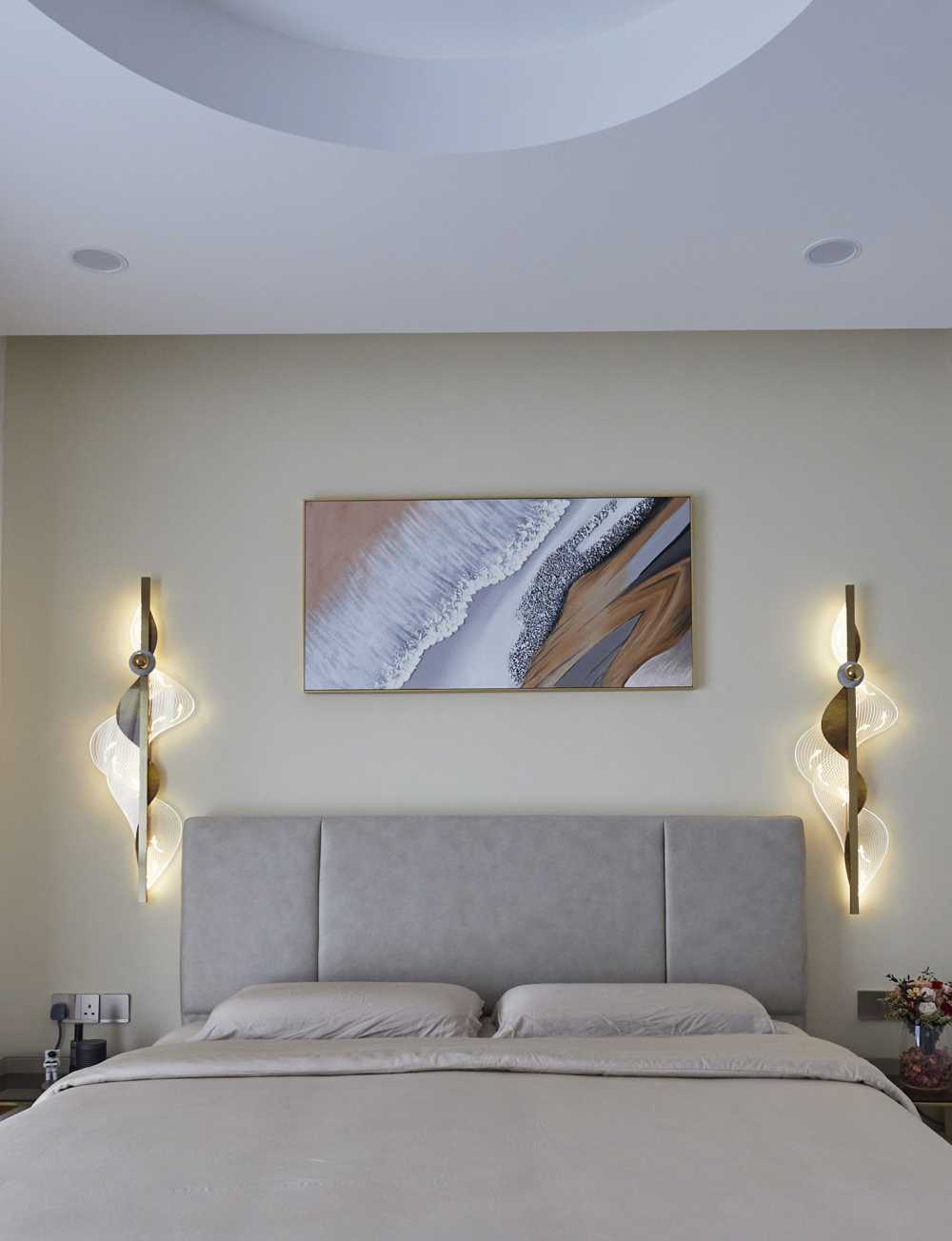 Modern Bedroom with Ceiling Light and Wardrobe