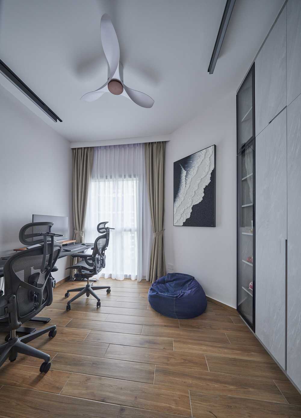 Modern Study with Desk and Lighting