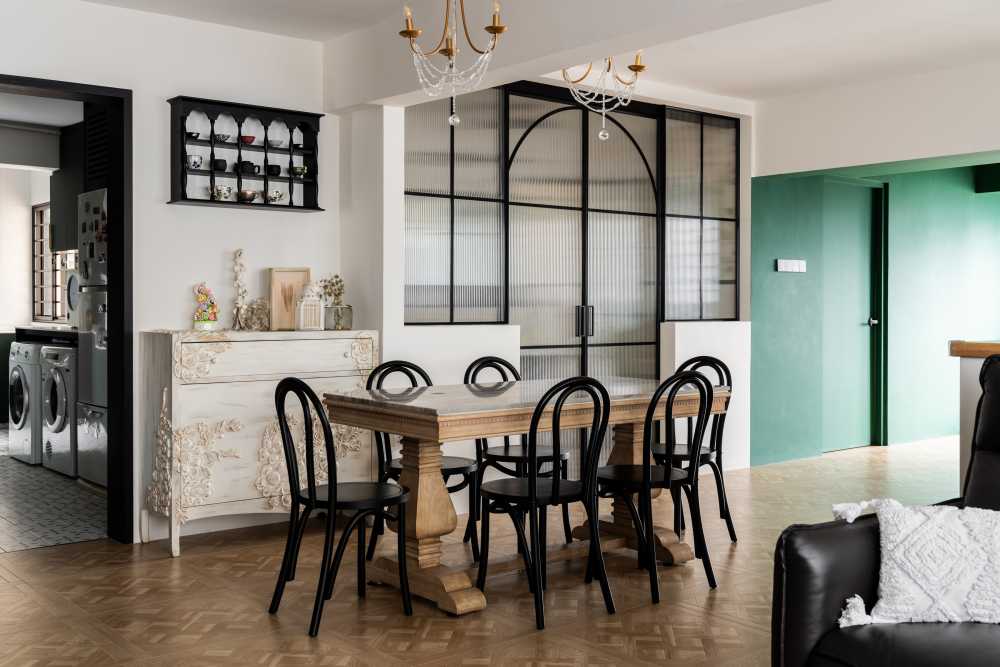 Contemporary Dining Room with Downlights and Dining Table