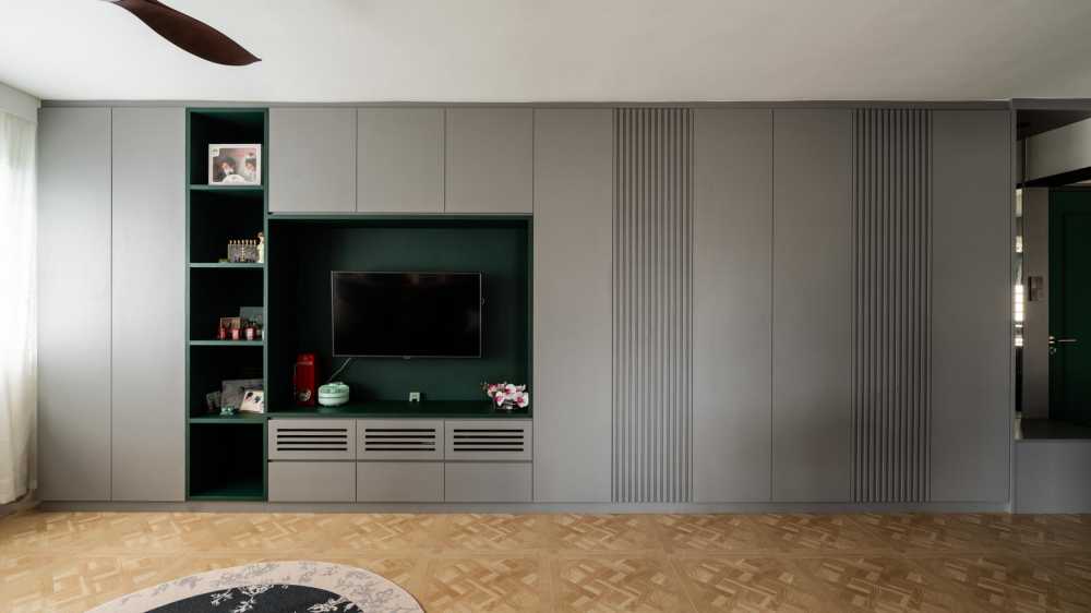 Contemporary Living Room with TV Console and Sofa