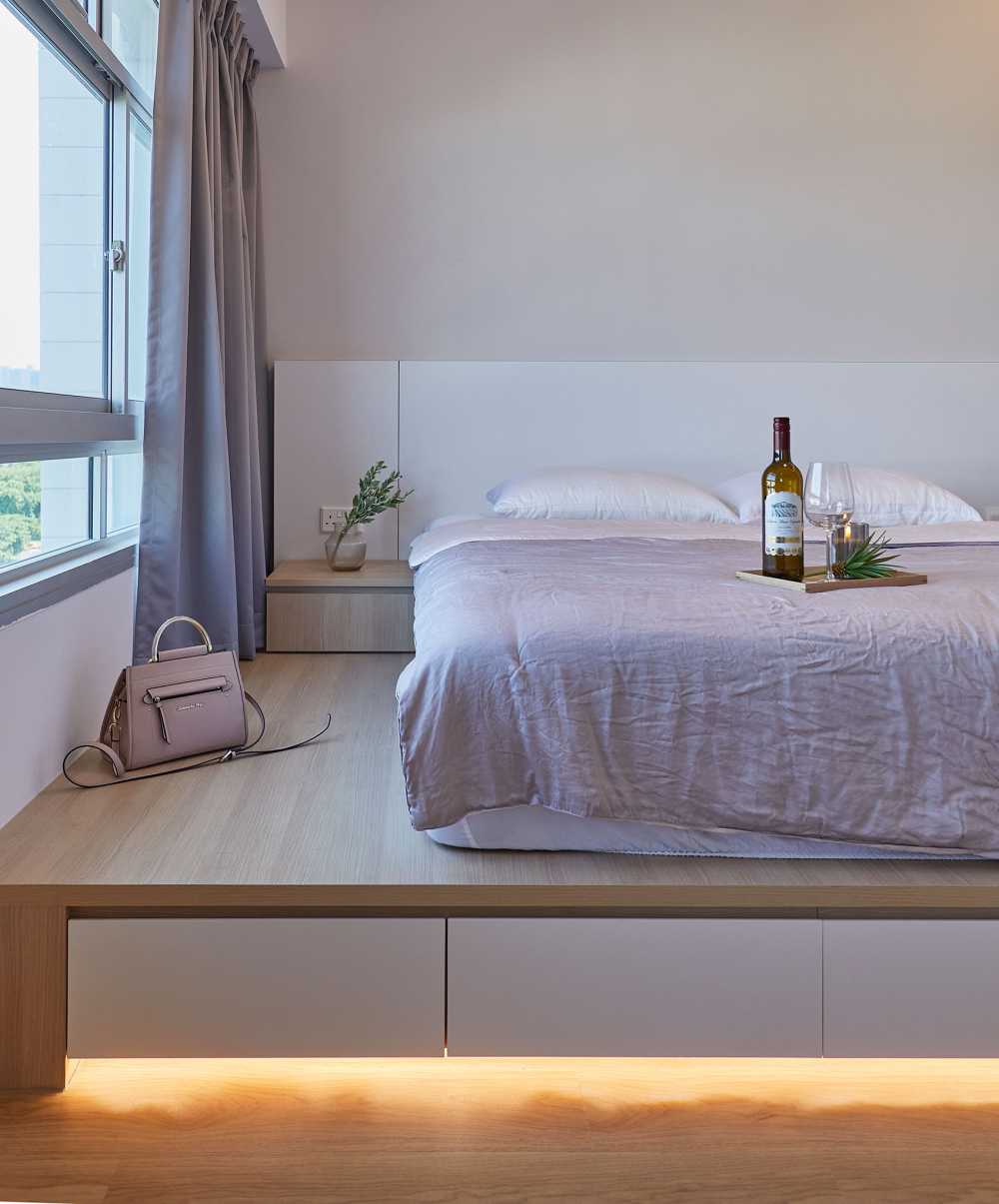 Scandinavian Bedroom with Cove Lighting and Downlights