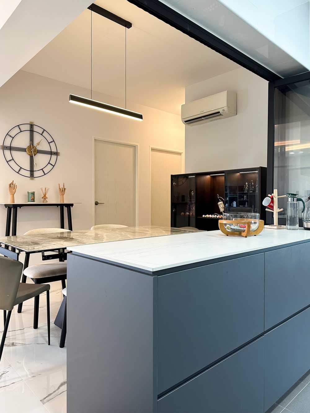 Scandinavian Living Room with Feature Wall and Mirror