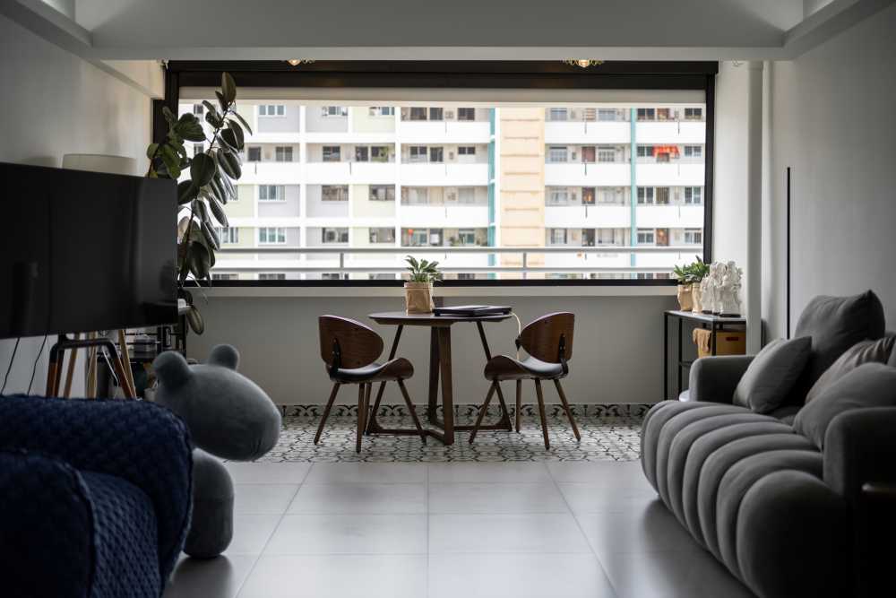 Contemporary Balcony with Drop Ceiling and Lighting
