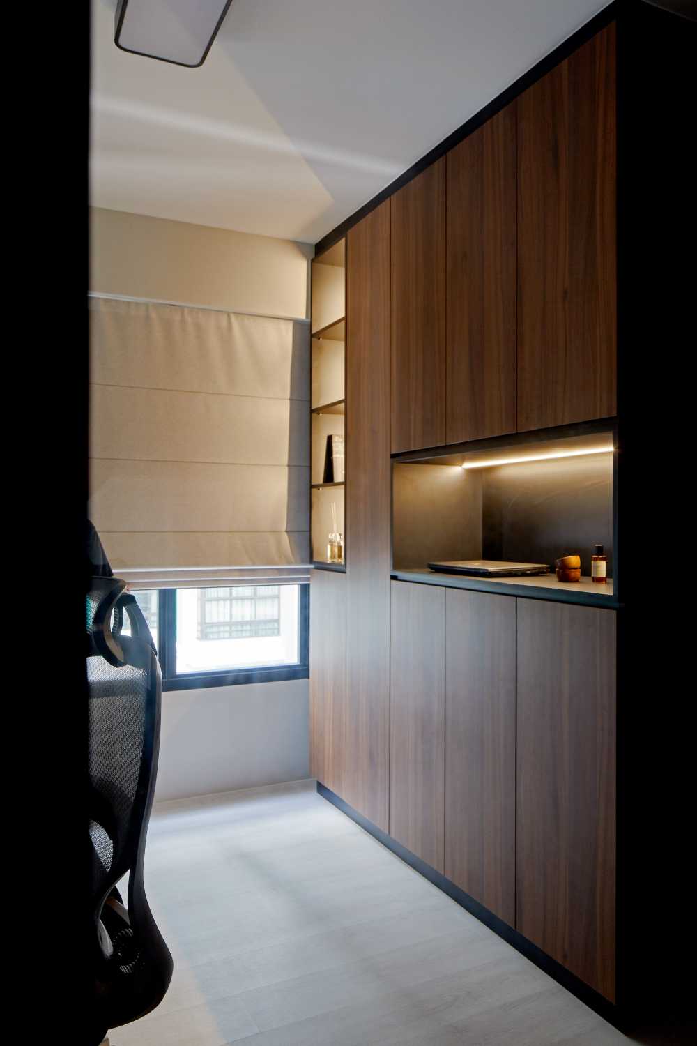 Contemporary Study with Bookshelf and Downlights