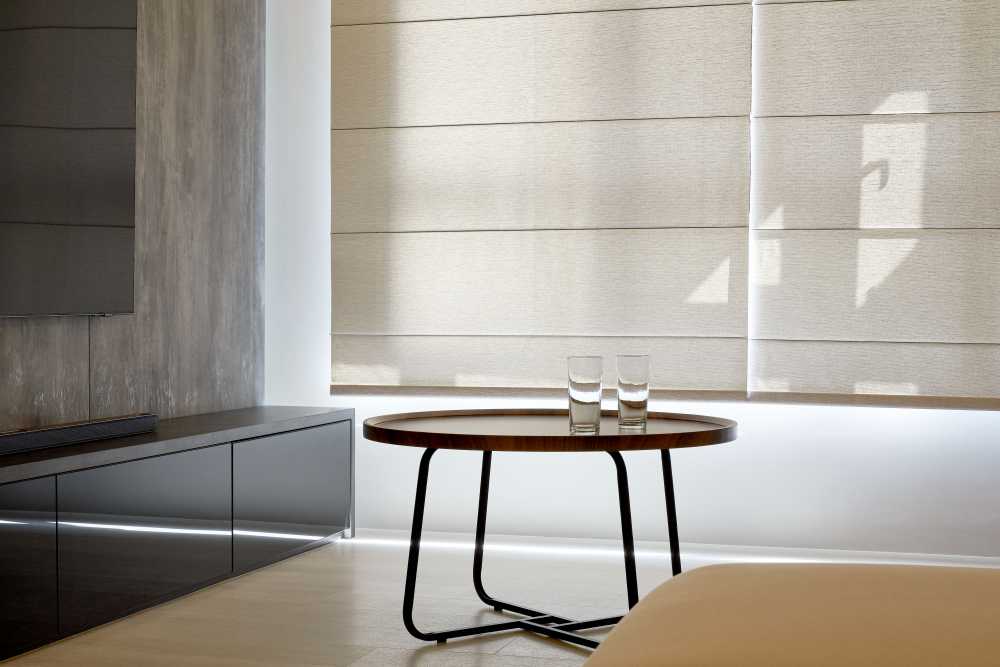 Contemporary Living Room with Vinyl Flooring and TV Console