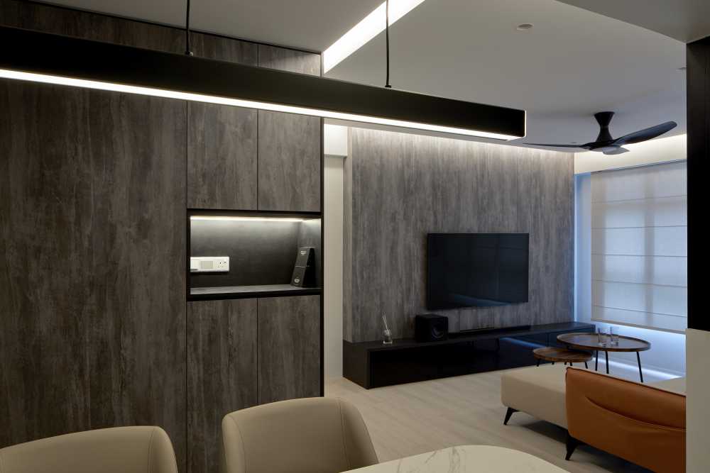 Contemporary Living Room with Vinyl Flooring and Coffee Table