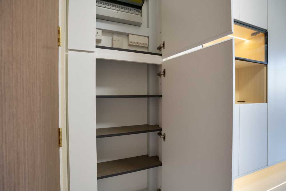 Minimalist Living Room with Display Cabinets and Shoe Cabinets