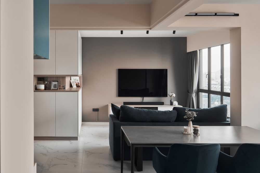 Modern Living Room with TV Console and Lighting
