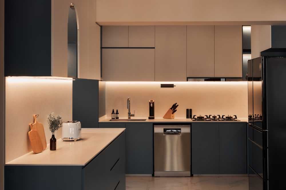 Modern Kitchen with Countertop and Kitchen Accessories