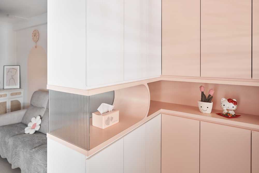 Scandinavian Entryway with Storage Cabinets and Small Storage