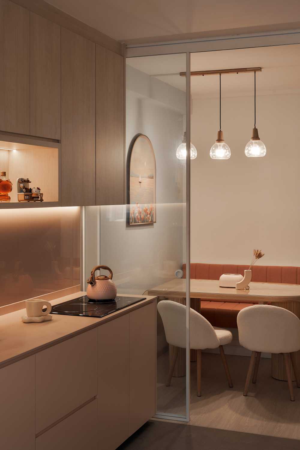 Scandinavian Kitchen with Countertop and Kitchen Window