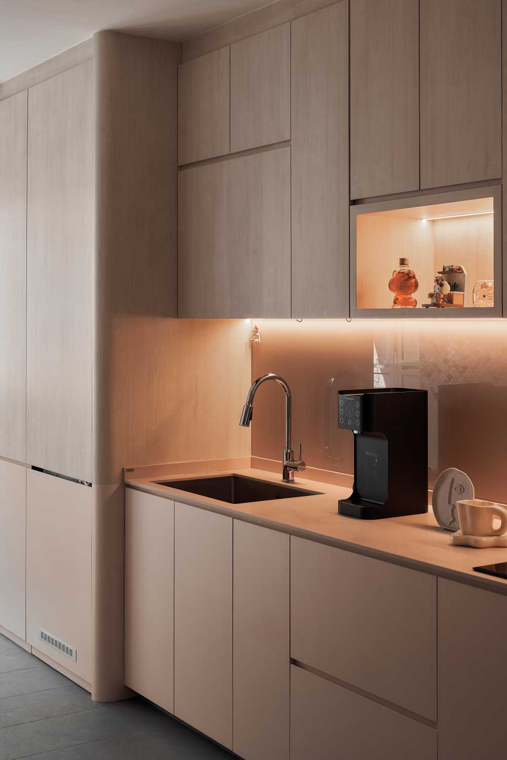 Scandinavian Kitchen with Countertop and Granite Floor