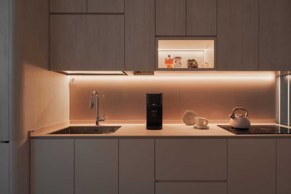 Scandinavian Kitchen with Countertop and Kitchen Island