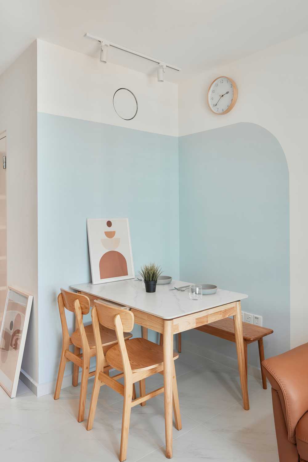 Scandinavian Dining Room with Ceiling Light and Dining Table
