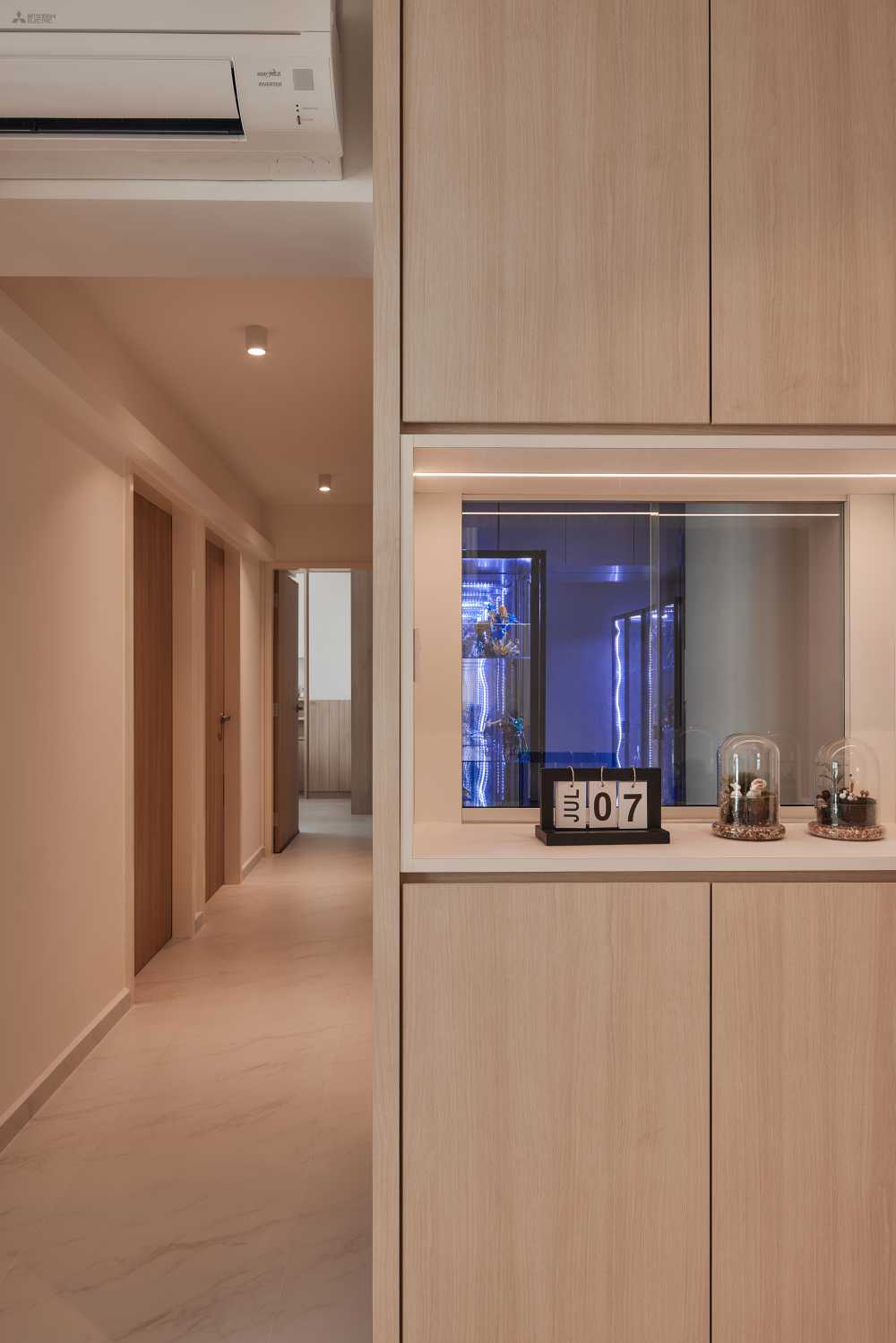 Scandinavian Entryway with Mirror and Shoe Rack