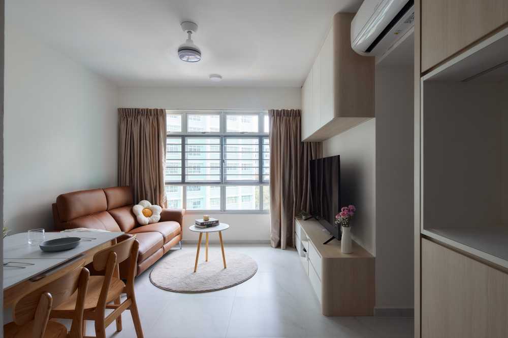 Scandinavian Living Room with TV Console and Sofa