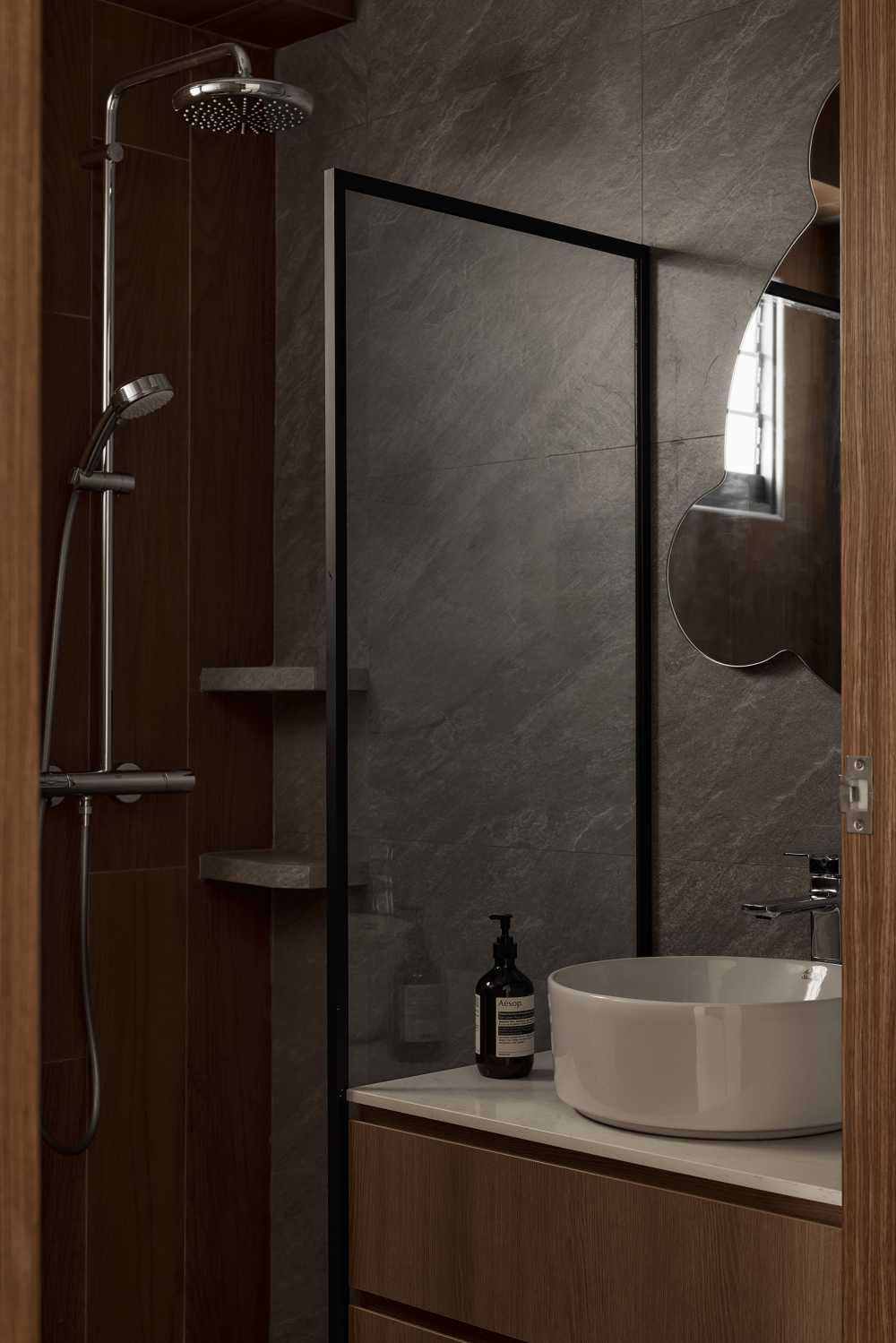 Minimalist Bathroom with Mirror and Bathroom Mirrors