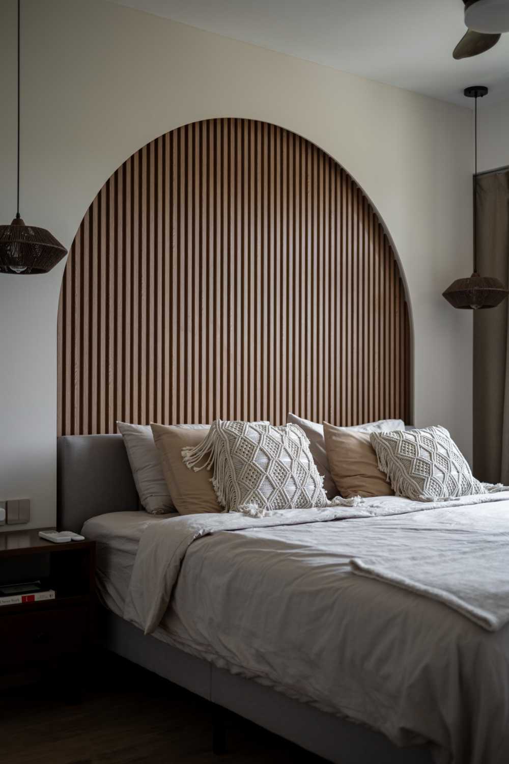 Scandinavian Bedroom with Vinyl Flooring and Panelling