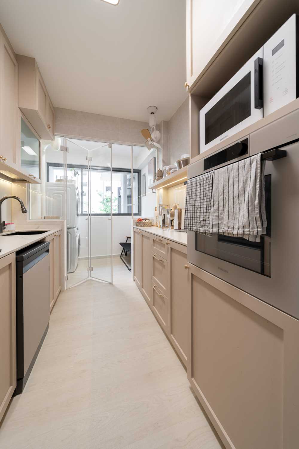 Scandinavian Kitchen with Countertop and Vinyl Flooring