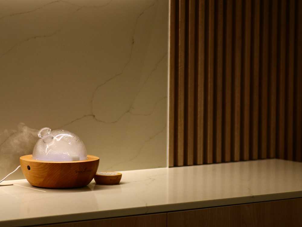 Scandinavian Dining Room with Drop Light and Downlights