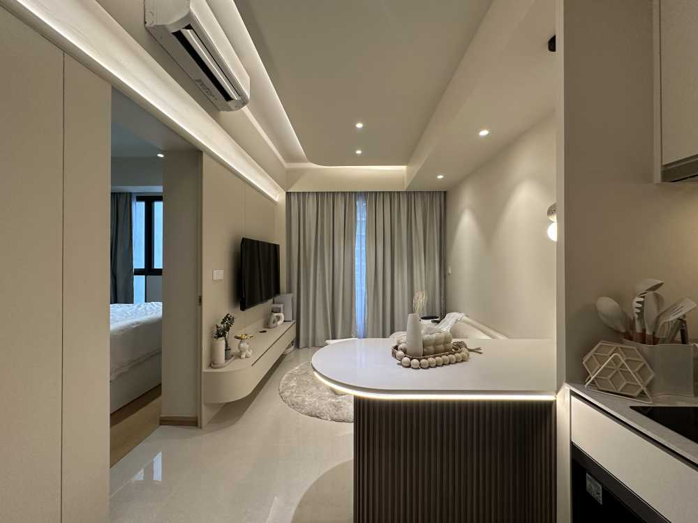 Minimalist Living Room with TV Console and Sofa