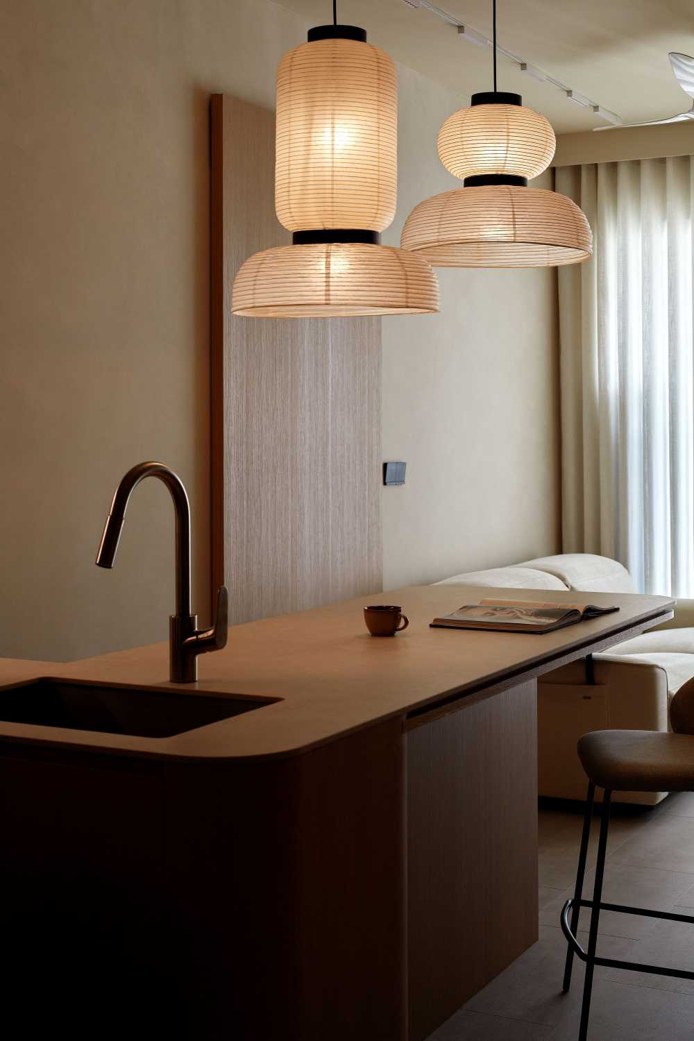 Scandinavian Dining Room with Dining Table and Lighting
