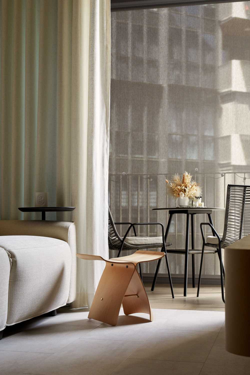 Scandinavian Living Room with Vinyl Flooring and Sofa