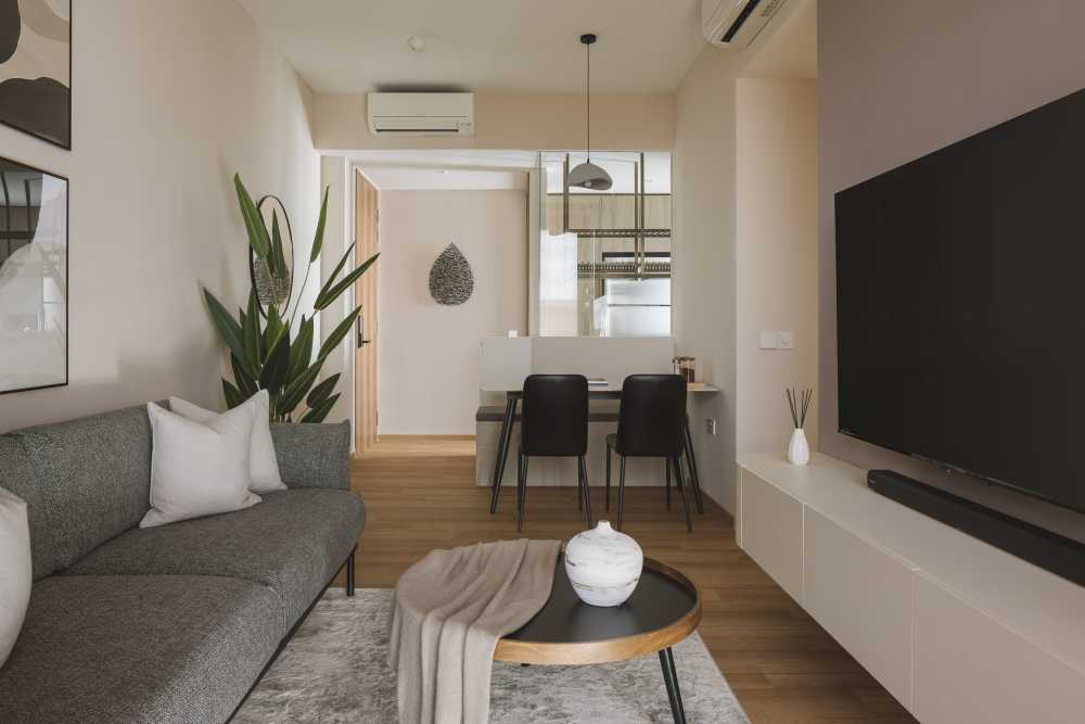 Modern Living Room with TV Console and Sofa