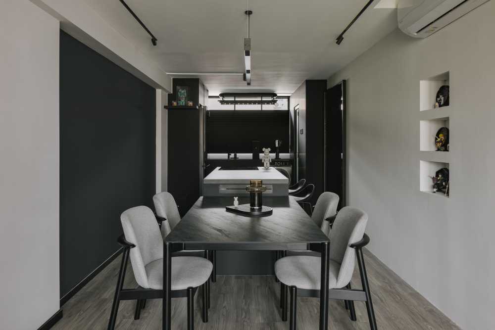 Modern Dining Room with Kitchen Island and Dining Table
