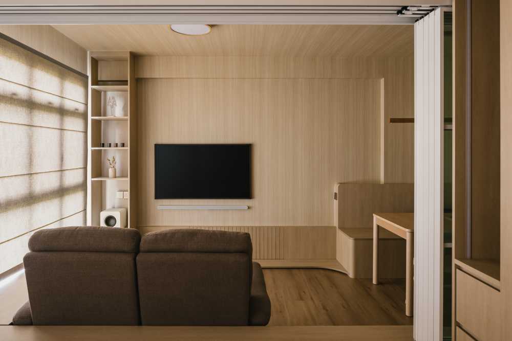 Modern Living Room with Roller Blinds and Sofa