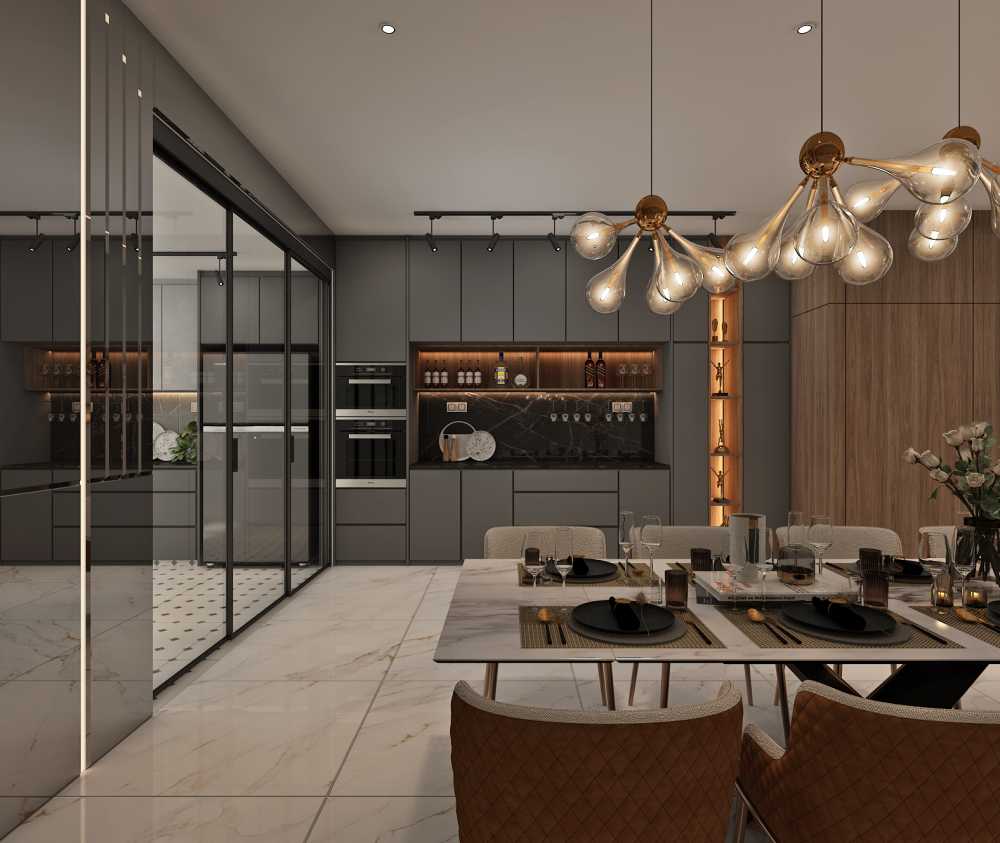 Modern Kitchen with Countertop and Open Kitchen