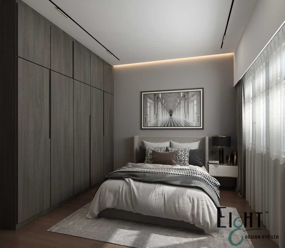 Modern Bedroom with Vinyl Flooring and Cove Lighting