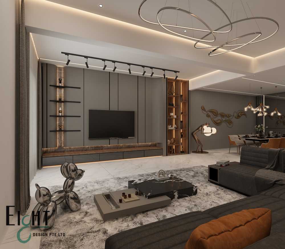 Modern Living Room with TV Console and Feature Wall