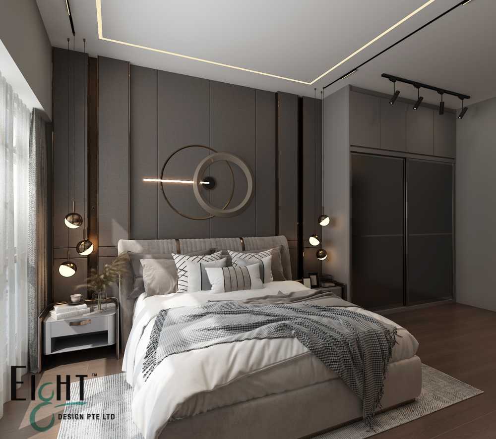 Modern Bedroom with Vinyl Flooring and Cove Lighting