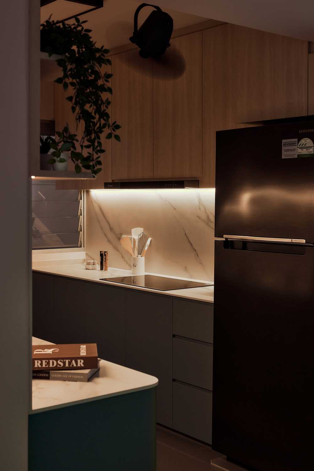 Scandinavian Kitchen with Countertop and Kitchen Island