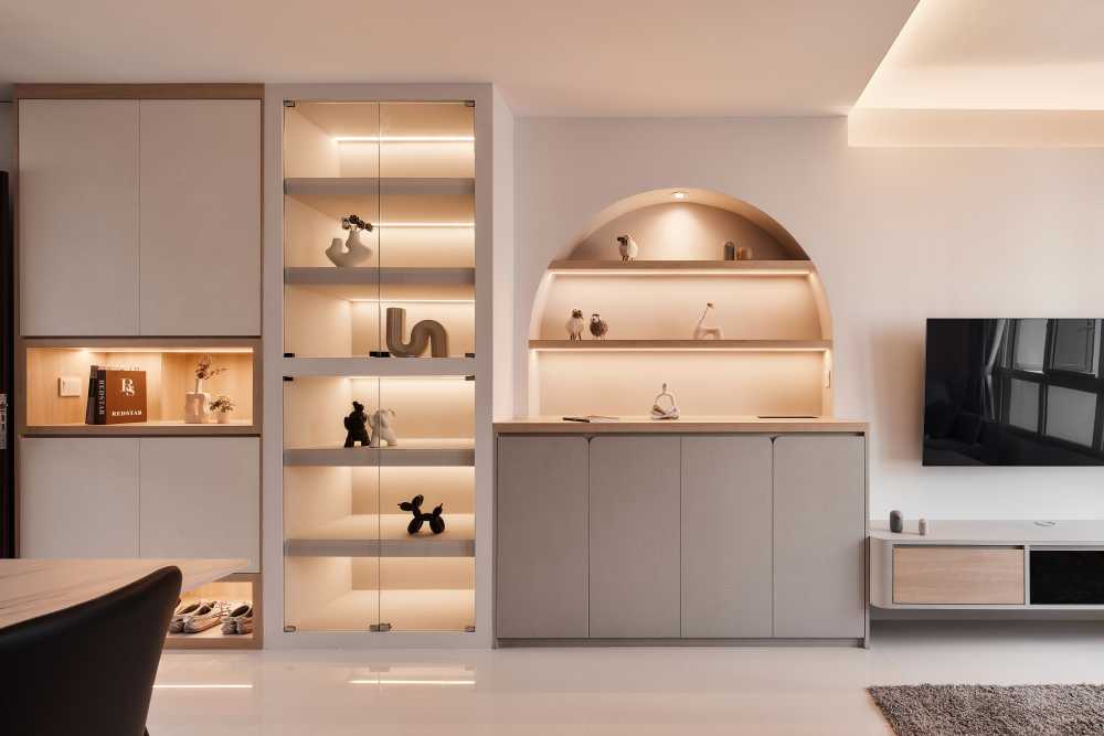Scandinavian Living Room with TV Console and TV