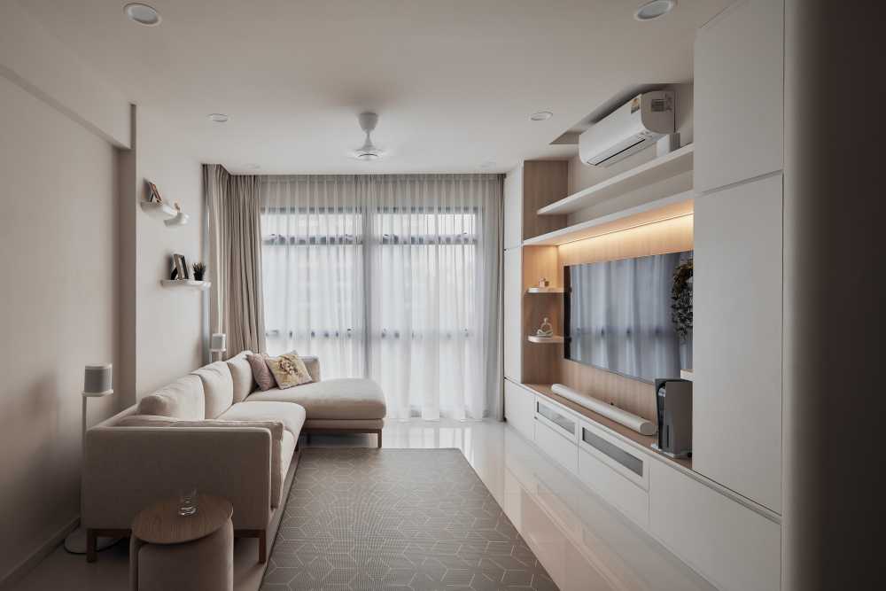 Modern Living Room with TV Console and Carpet