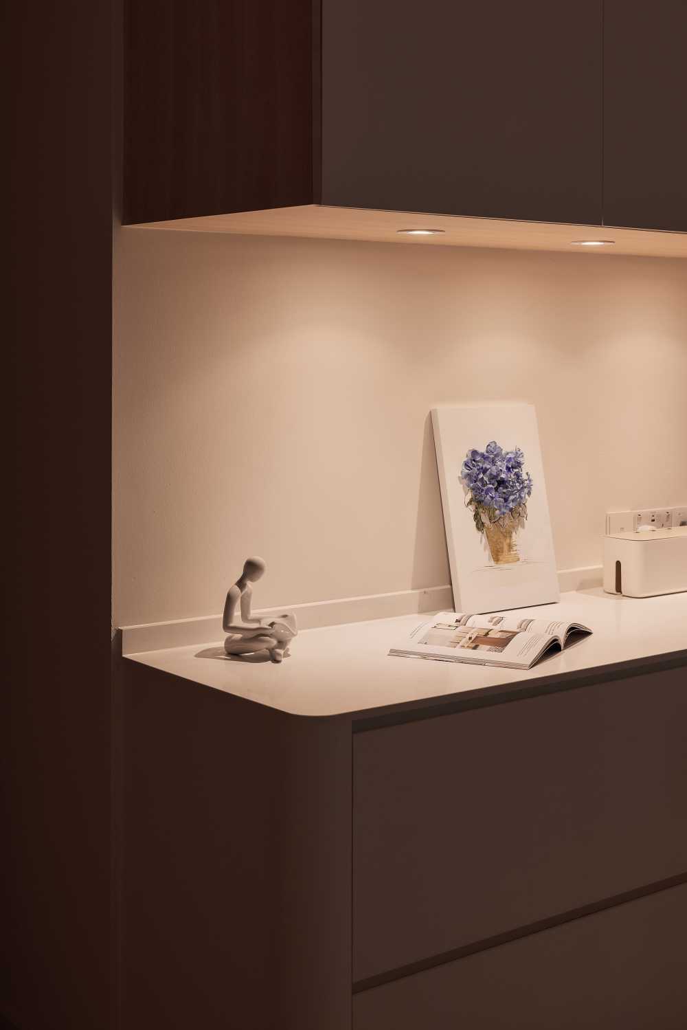 Modern Pantry with Kitchen Island and Console Table