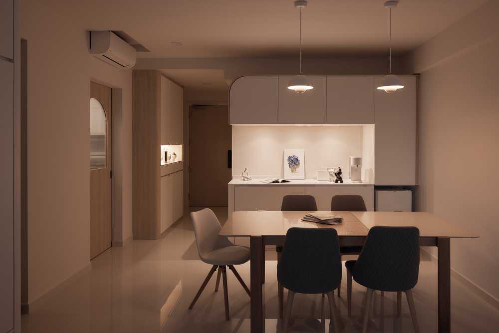 Modern Dining Room with Dining Table and Lighting