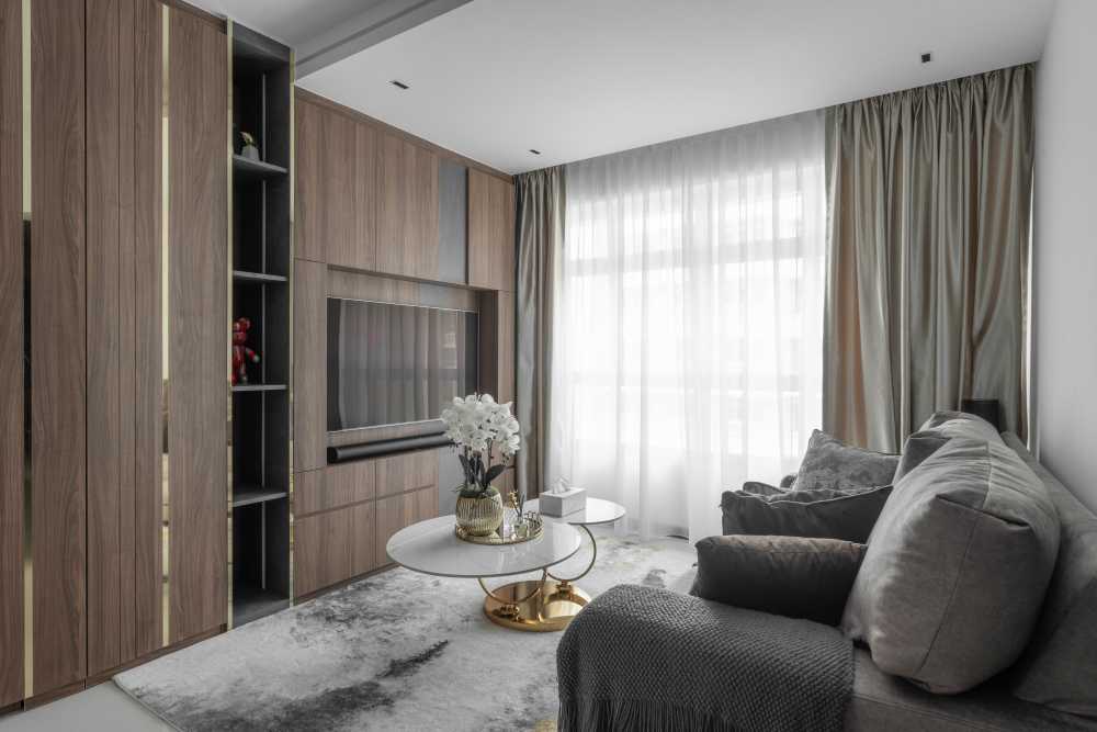Contemporary Living Room with Countertop and Vinyl Flooring