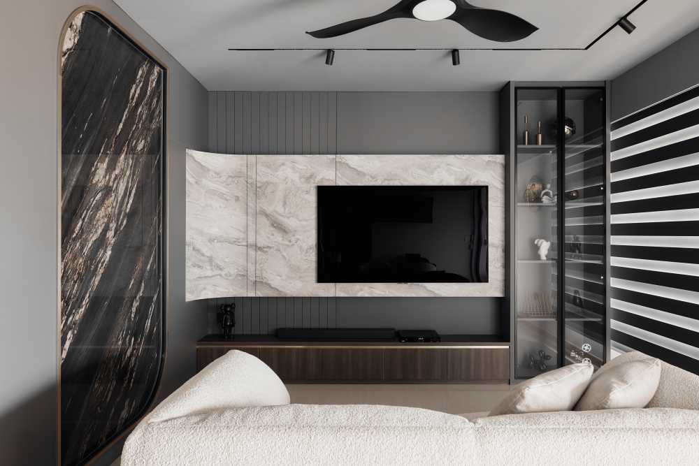 Modern Living Room with TV Console and Sofa