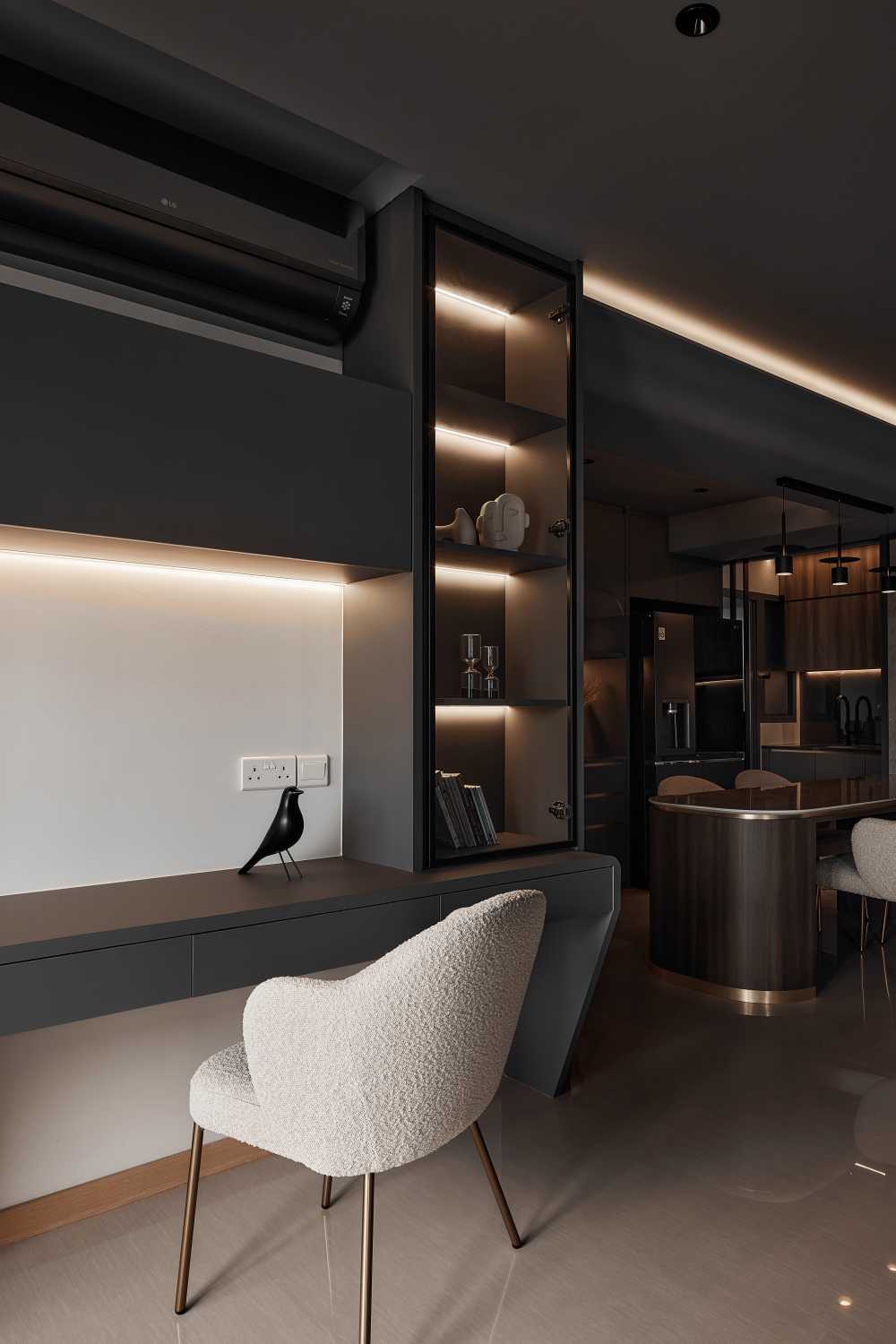 Modern Workstation with Desk and Storage Cabinets